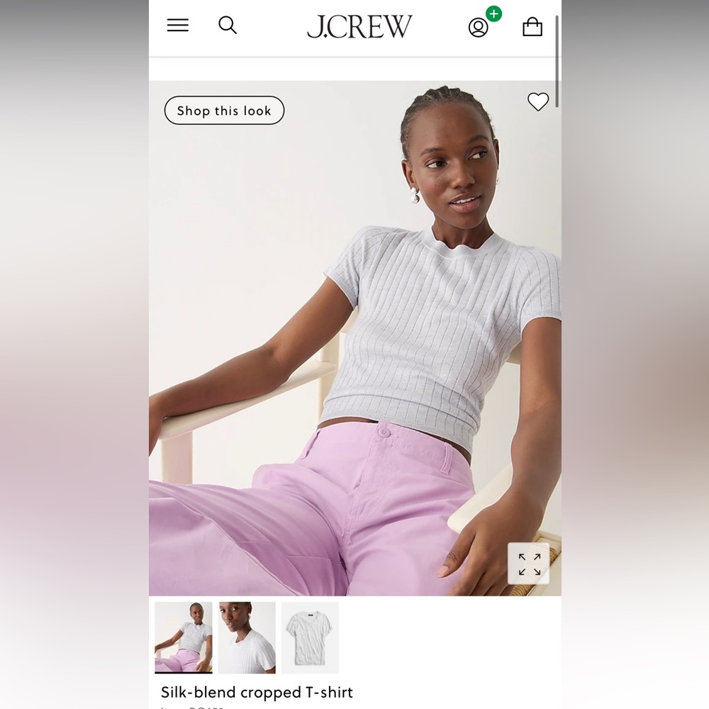 J Crew Silk-cashmere blend cropped T-shirt BG652